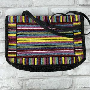 Barse Purse Bag Beaded Multicolor Hippie Bohemian Festival Peasant Stripes